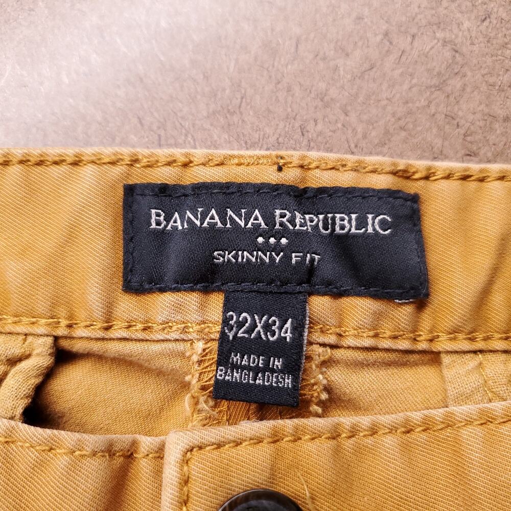 Banana Republic Skinny Fit Chino Pants Men 32x34 Brown Stretch Lived-In Preppy - Picture 5 of 11